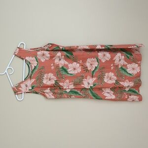 Medium Island Waves Floral Tropical Silk Dress Lightweight Pink Hawaiian